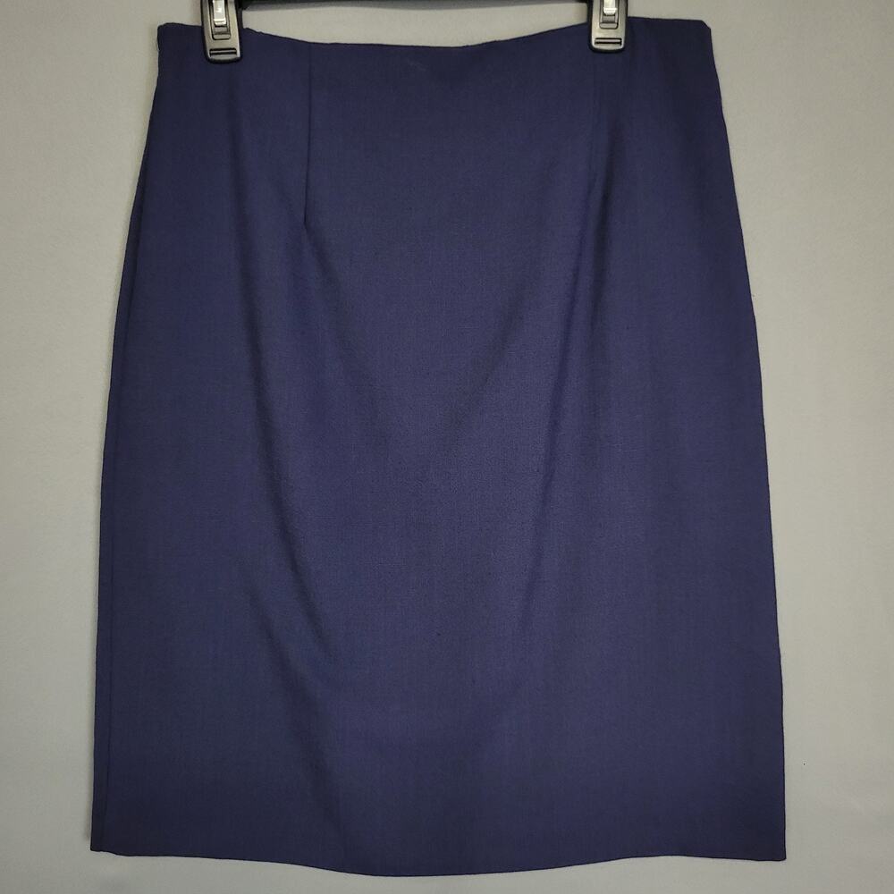 Vintage Kensington Square Skirt Womens Large Blue Pencil Career Pull On‎ USA 80s